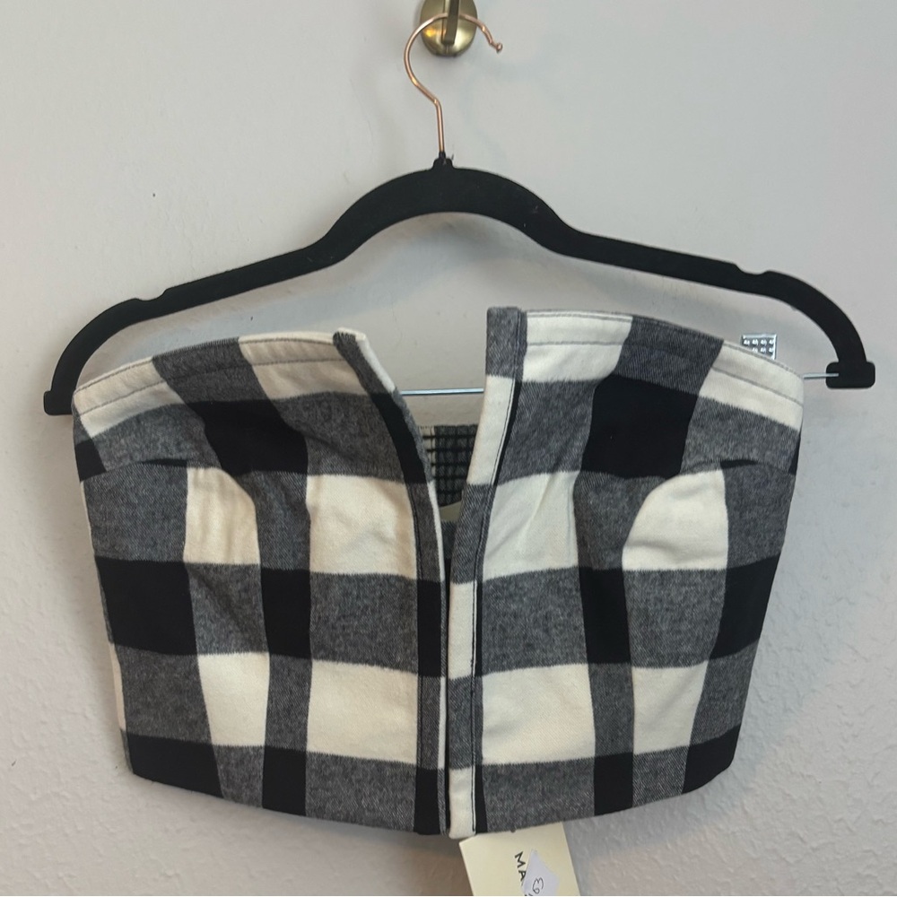 NWT Mara Hoffman Layne Cropped Checked Cotton-Flannel Strapless Top 4 - Picture 6 of 12